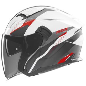Casco moto jet NOX N130 Myst bianco-nero-rosso