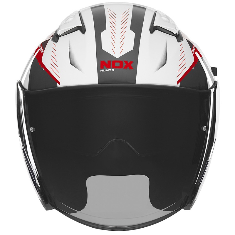 Casco moto jet NOX N130 Myst bianco-nero-rosso