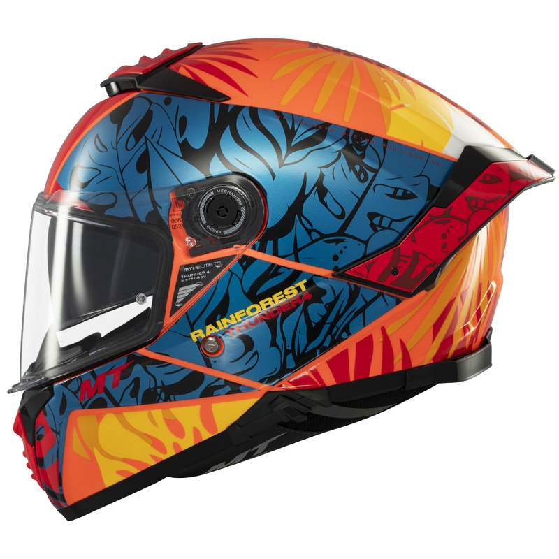 Casco integrale da moto MT Thunder 4 SV blu-arancione foresta pluviale
