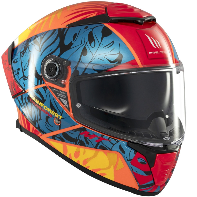 Casco integrale da moto MT Thunder 4 SV blu-arancione foresta pluviale