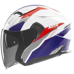 Casco moto jet NOX N130 Myst bianco-blu-rosso