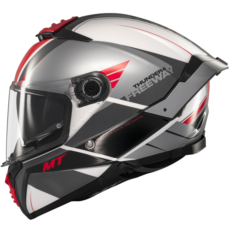 Casco integrale da moto MT Thunder 4 SV Freeway nero-grigio-rosso