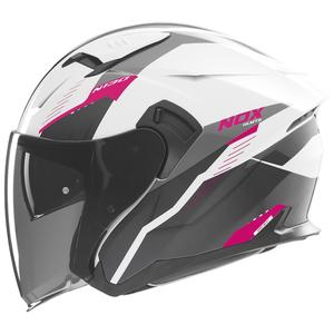 Casco moto jet NOX N130 Myst bianco-nero-rosa