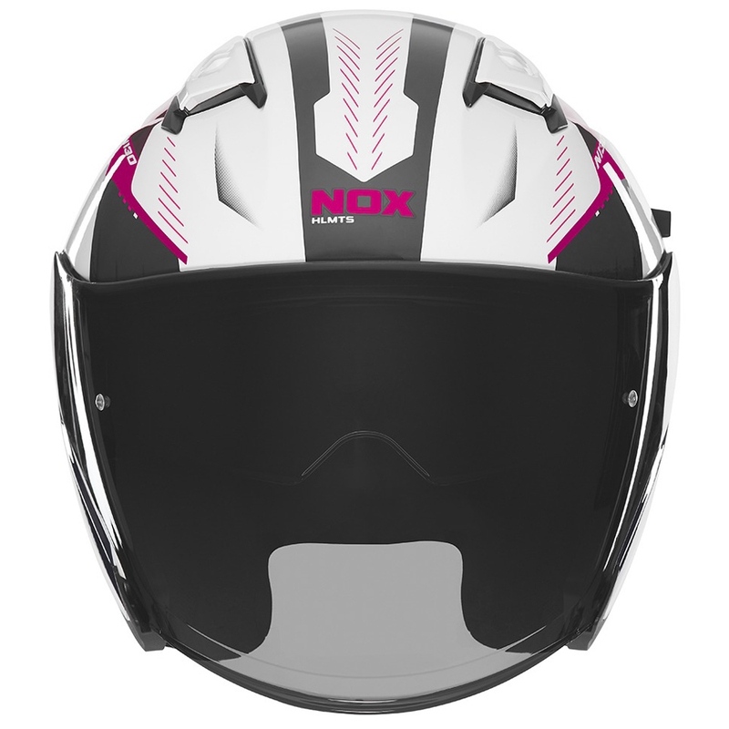 Casco moto jet NOX N130 Myst bianco-nero-rosa