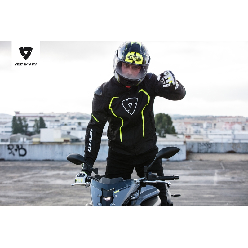 Giacca da moto Revit Vertex H2O nero-giallo fluo Saldi