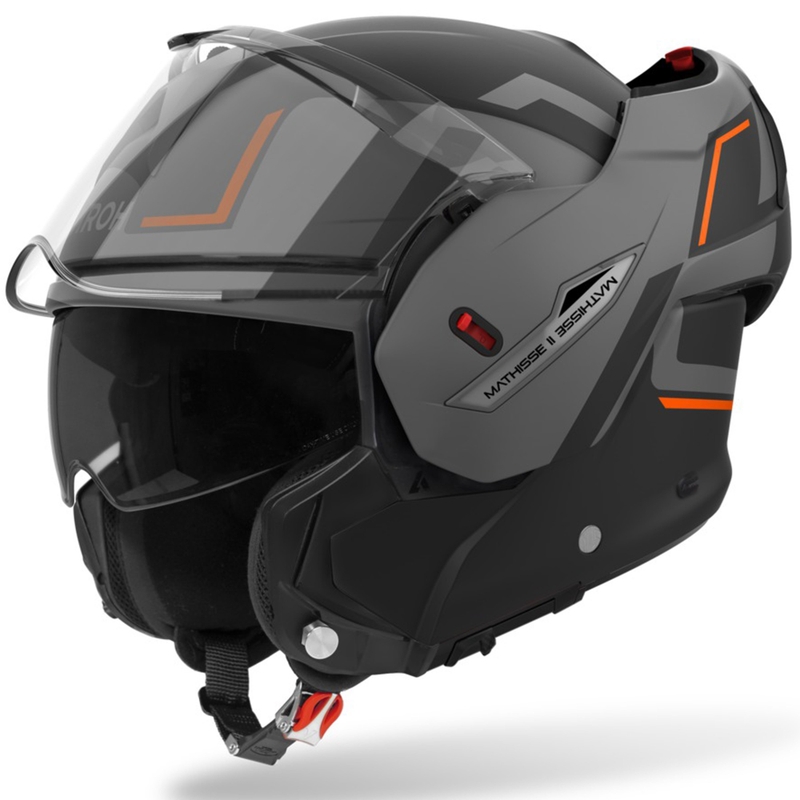 Casco moto Airoh Mathisse 2 Genius flip-up arancione opaco
