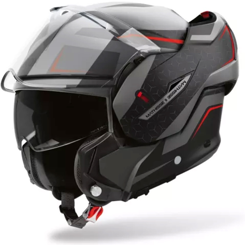 Casco moto Airoh Mathisse 2 Magnet grigio opaco-nero-rosso