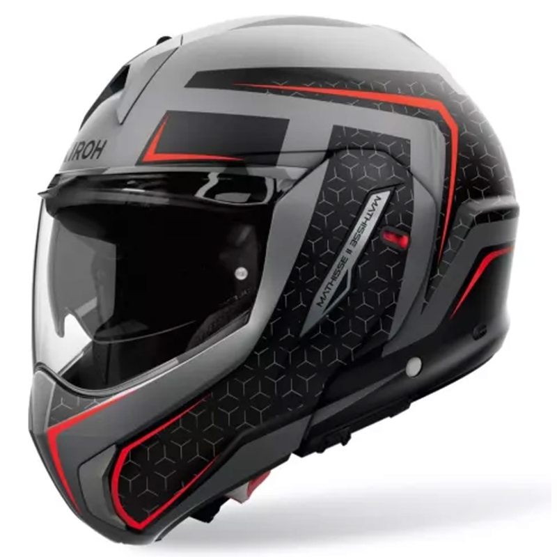 Casco moto Airoh Mathisse 2 Magnet grigio opaco-nero-rosso