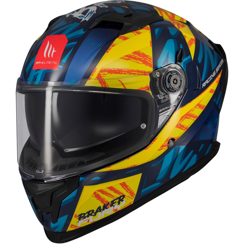 Casco integrale da moto MT Braker SV Fury blu-giallo