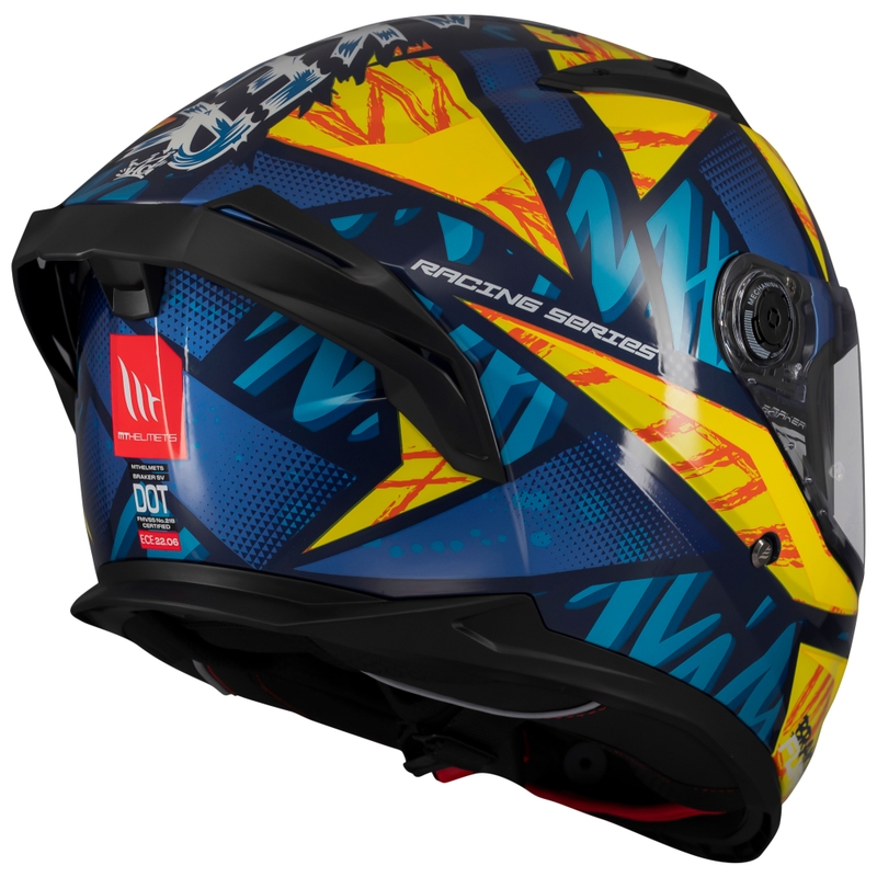 Casco integrale da moto MT Braker SV Fury blu-giallo