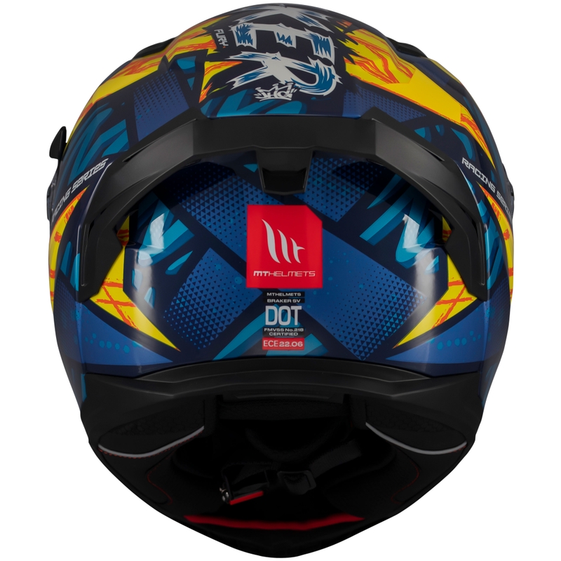 Casco integrale da moto MT Braker SV Fury blu-giallo