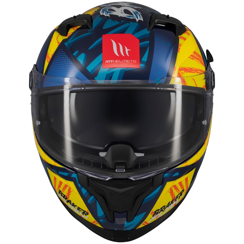 Casco integrale da moto MT Braker SV Fury blu-giallo
