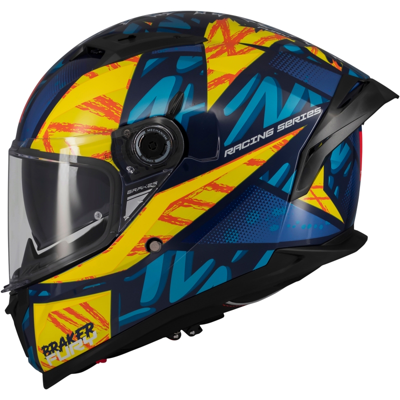 Casco integrale da moto MT Braker SV Fury blu-giallo