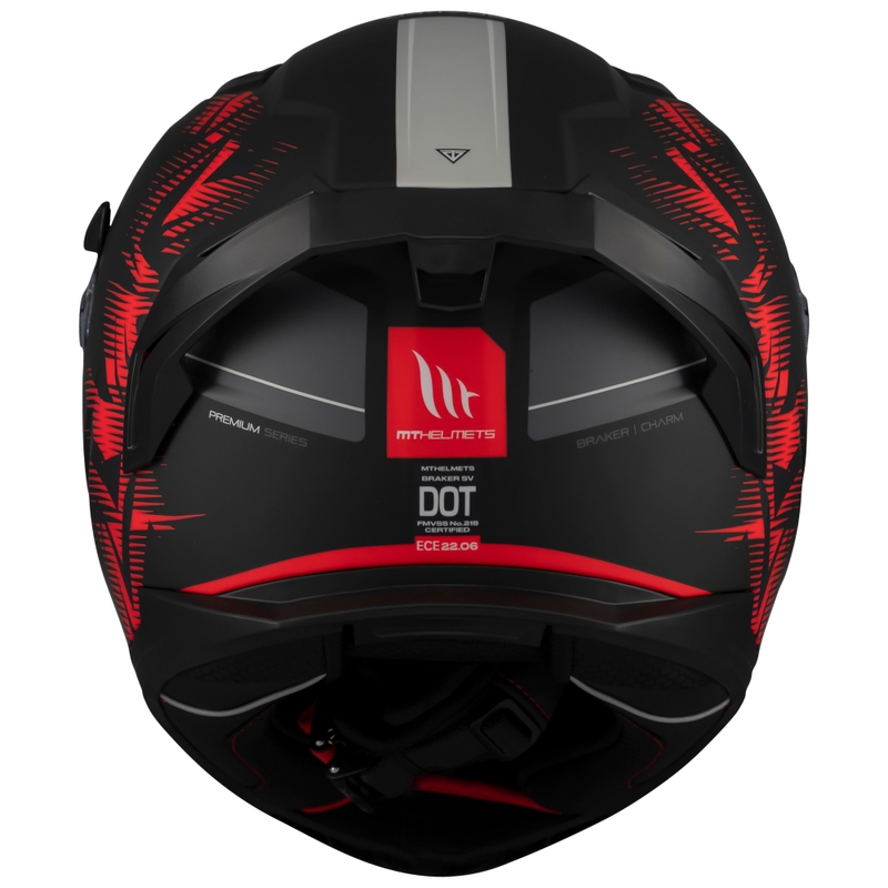 Casco integrale da moto MT Braker SV Charm nero opaco-rosso