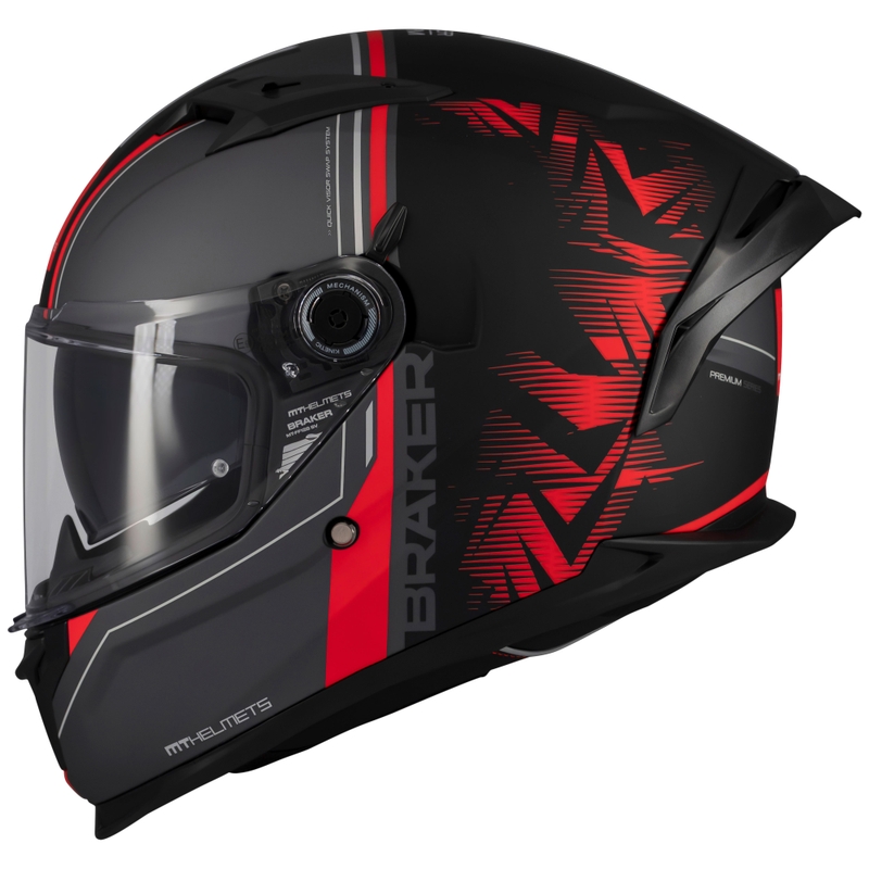 Casco integrale da moto MT Braker SV Charm nero opaco-rosso