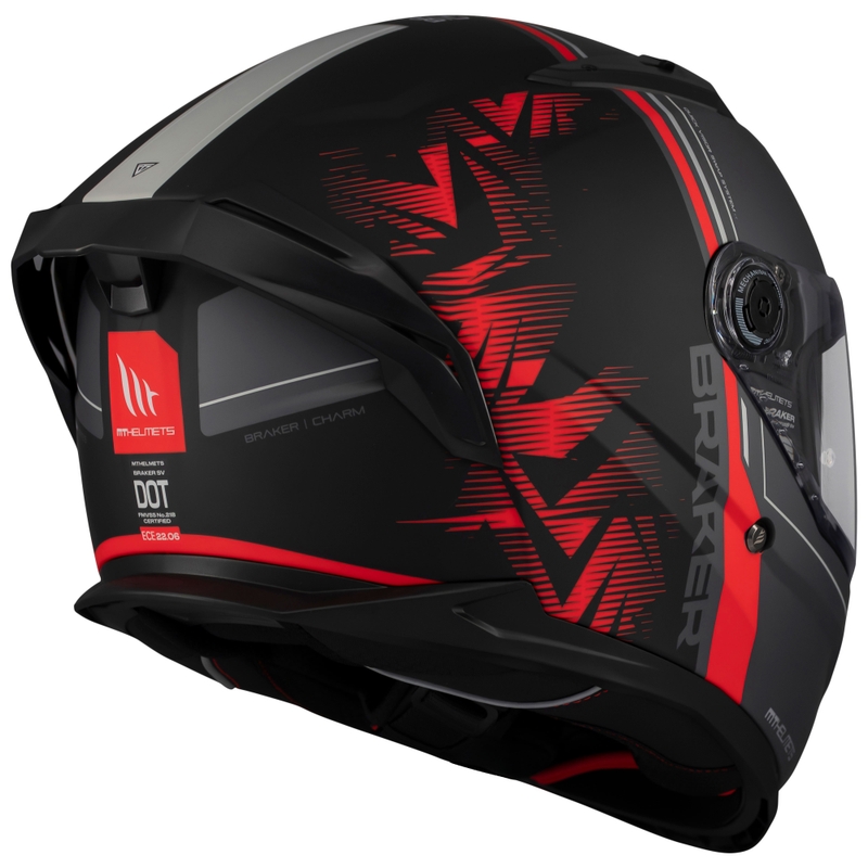 Casco integrale da moto MT Braker SV Charm nero opaco-rosso