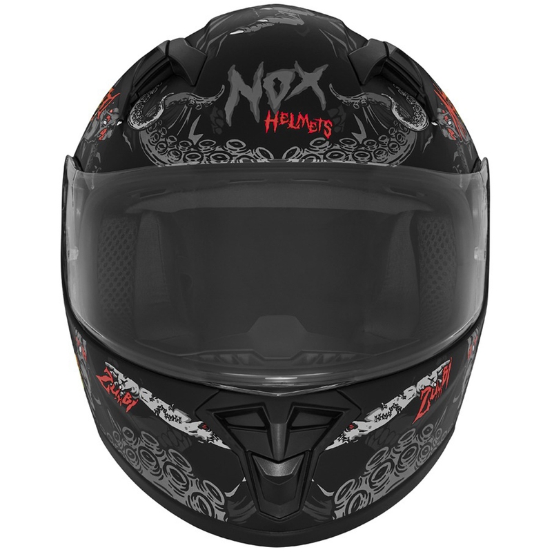 Casco integrale da moto per bambini NOX N731 ZUMBI nero opaco-rosso