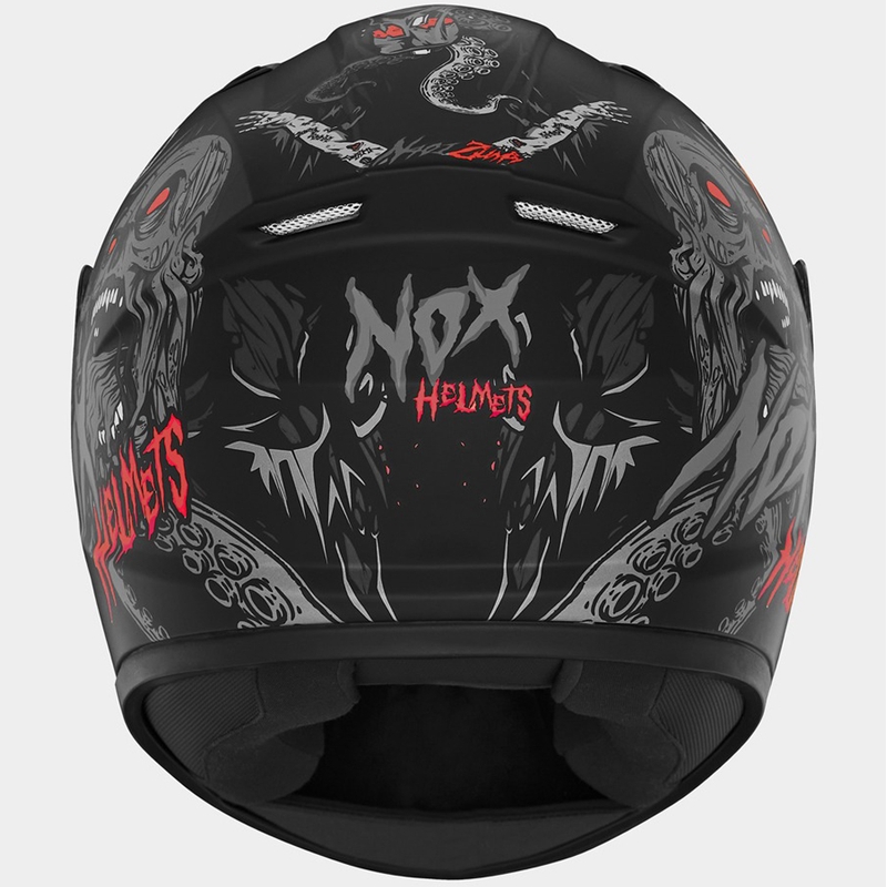 Casco integrale da moto per bambini NOX N731 ZUMBI nero opaco-rosso