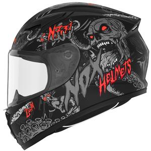 Casco integrale da moto per bambini NOX N731 ZUMBI nero opaco-rosso
