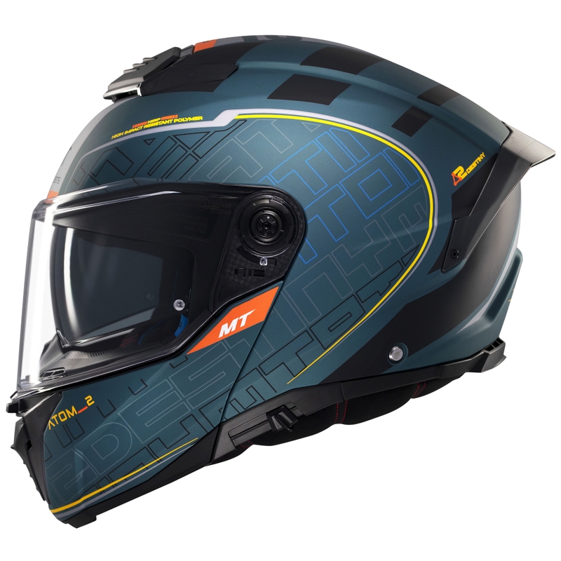 Casco moto flip-up MT Atom 2 SV Destiny verde opaco-nero