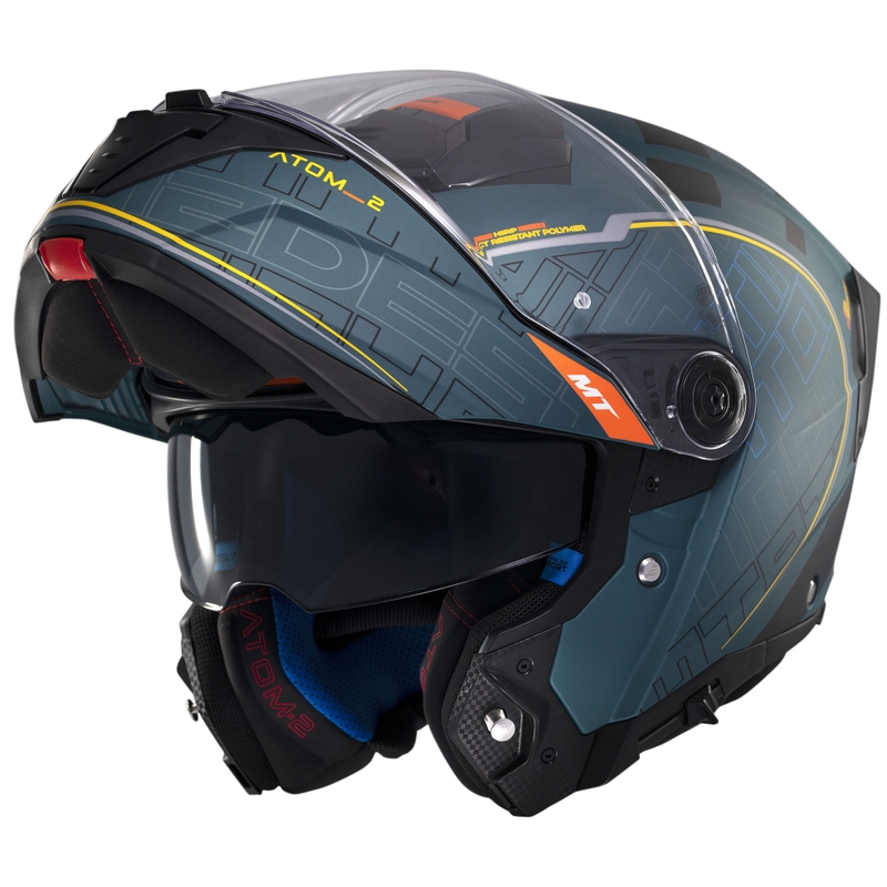 Casco moto flip-up MT Atom 2 SV Destiny verde opaco-nero
