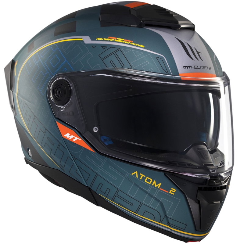 Casco moto flip-up MT Atom 2 SV Destiny verde opaco-nero
