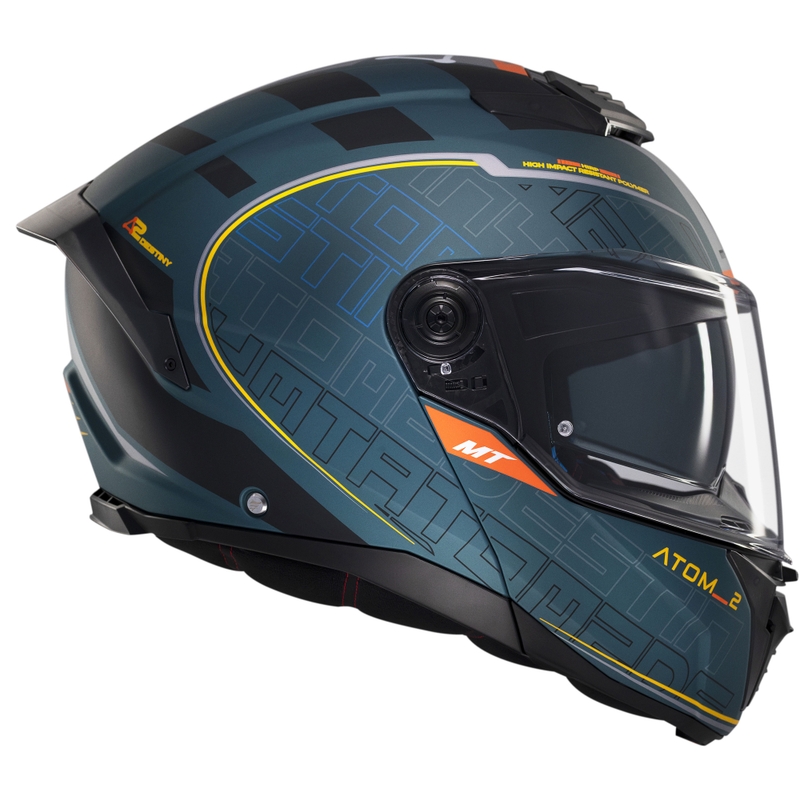 Casco moto flip-up MT Atom 2 SV Destiny verde opaco-nero