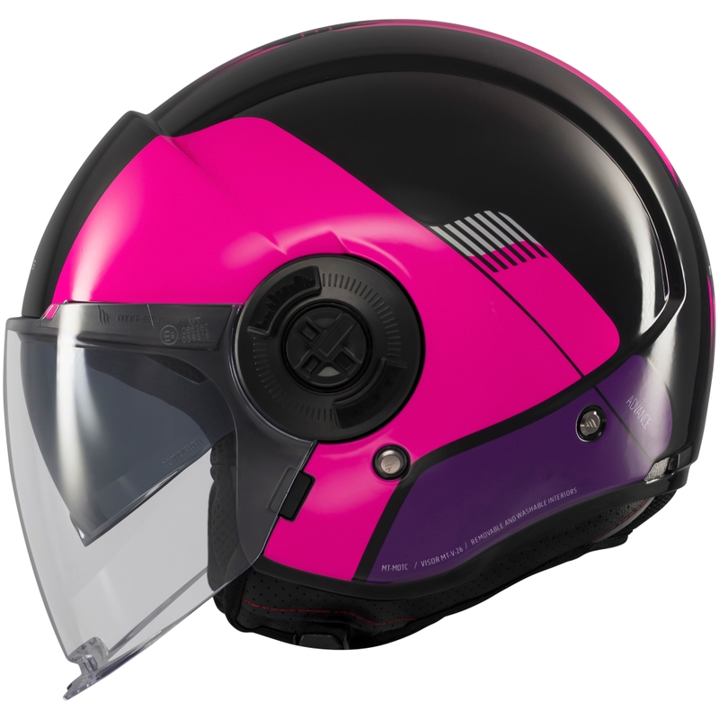 Casco moto jet MT Viale SV S Advance nero-rosa