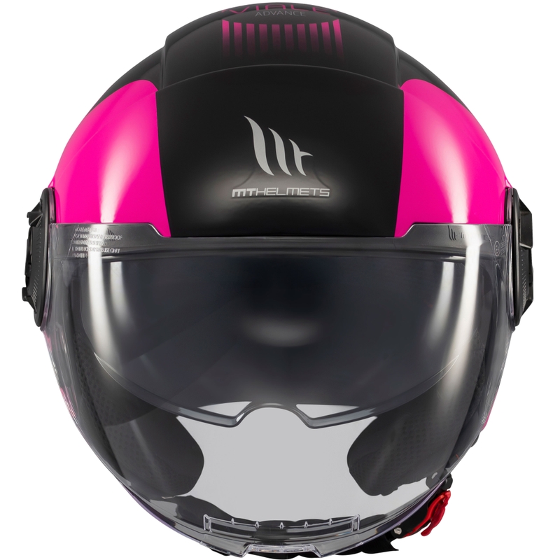 Casco moto jet MT Viale SV S Advance nero-rosa
