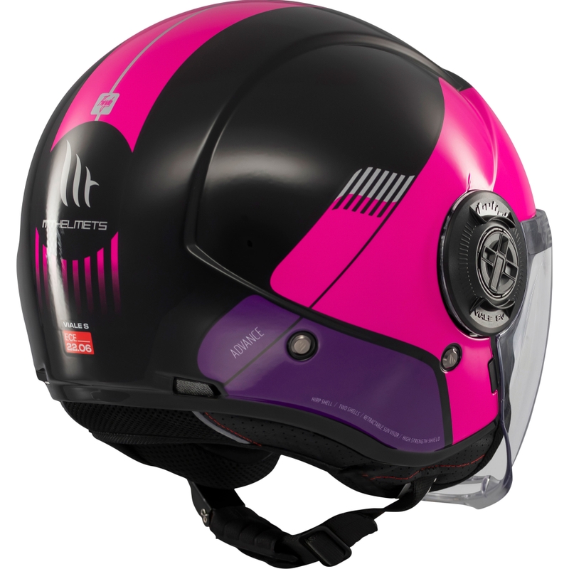 Casco moto jet MT Viale SV S Advance nero-rosa