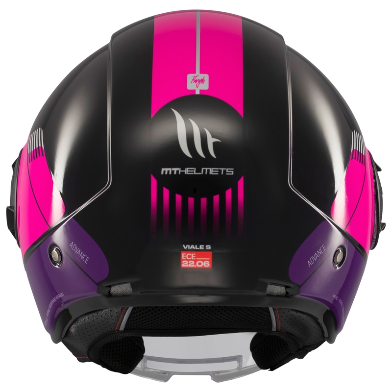 Casco moto jet MT Viale SV S Advance nero-rosa
