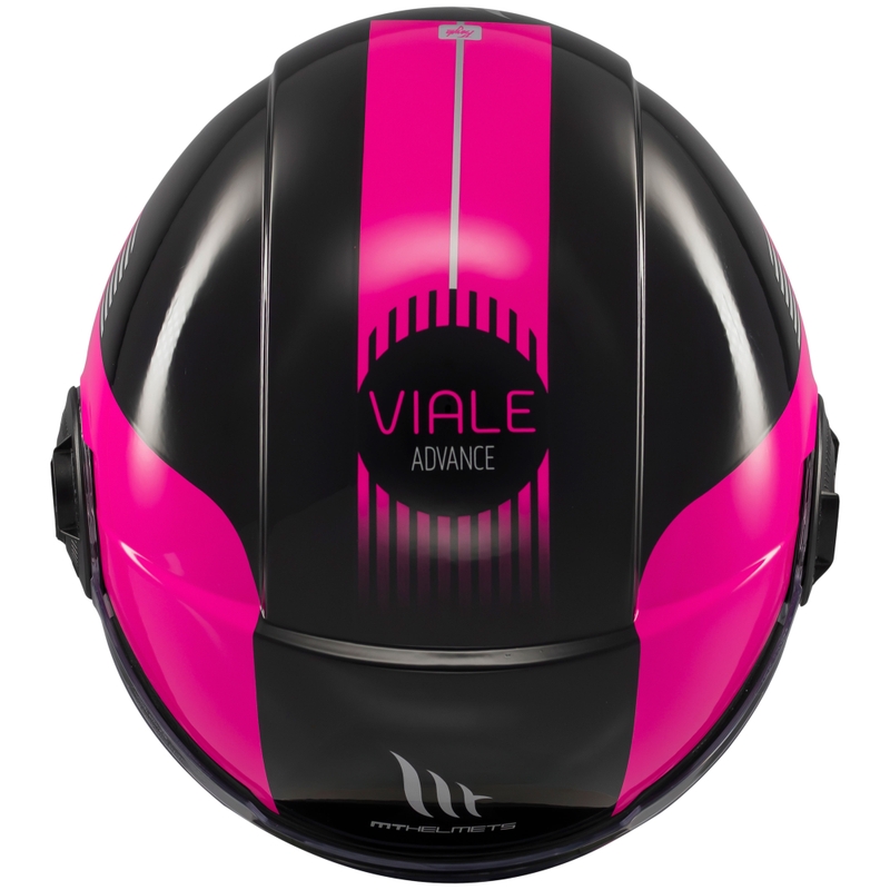 Casco moto jet MT Viale SV S Advance nero-rosa