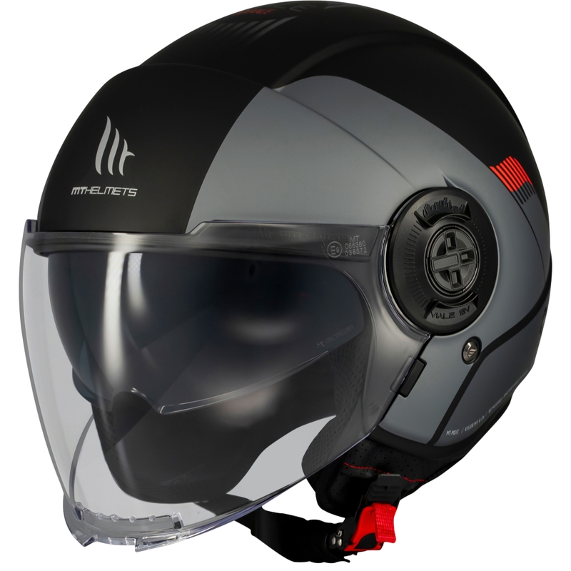 Casco moto jet MT Viale SV S Advance nero opaco-grigio