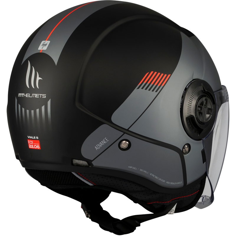 Casco moto jet MT Viale SV S Advance nero opaco-grigio
