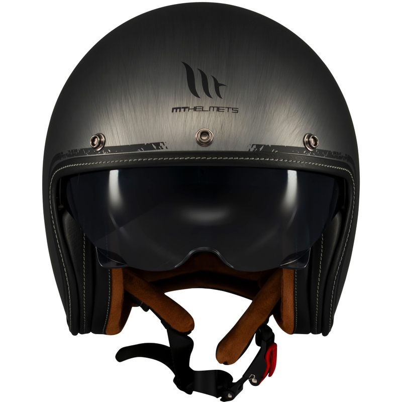 Casco moto jet MT Le Mans 2 SV Scratched Chrome grigio opaco
