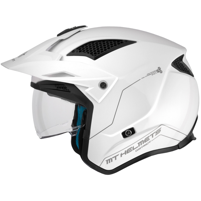 Casco moto trial aperto MT District SV Solid bianco