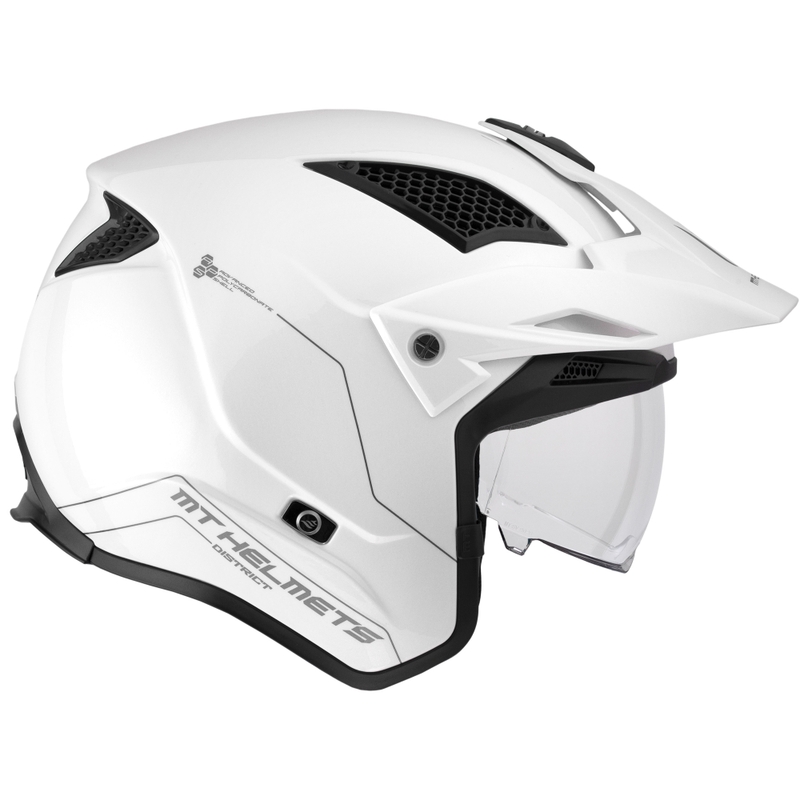 Casco moto trial aperto MT District SV Solid bianco