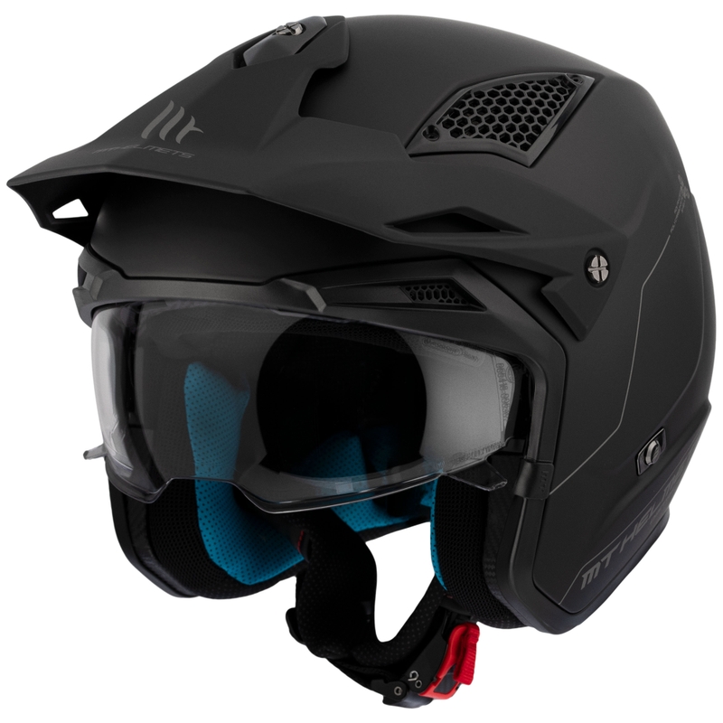 Casco moto trial MT District SV Solid Open Face Nero opaco
