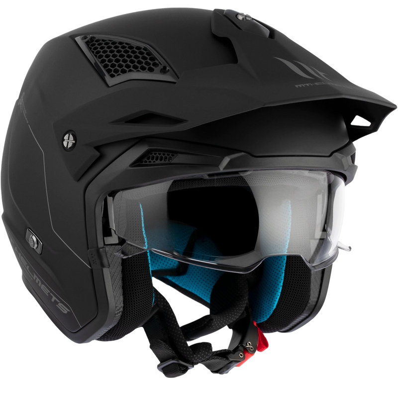 Casco moto trial MT District SV Solid Open Face Nero opaco
