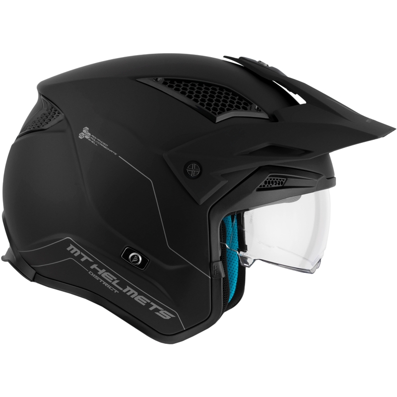 Casco moto trial MT District SV Solid Open Face Nero opaco