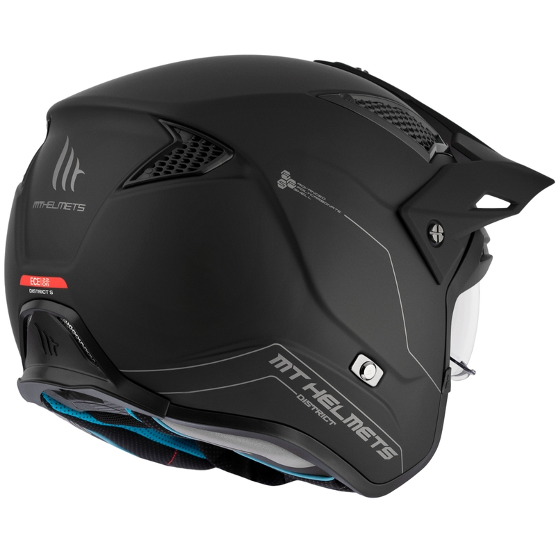 Casco moto trial MT District SV Solid Open Face Nero opaco