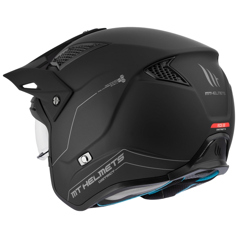 Casco moto trial MT District SV Solid Open Face Nero opaco