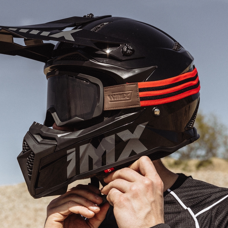 Occhiali da motocross iMX Endurance Rust nero-rosso con plexiglass fumé