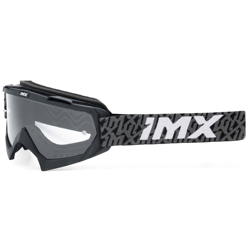 Occhiali da motocross iMX Mud nero-grigio-bianco con plexiglass trasparente