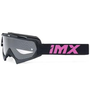 Occhiali da motocross iMX Mud nero-rosa con plexiglass trasparente
