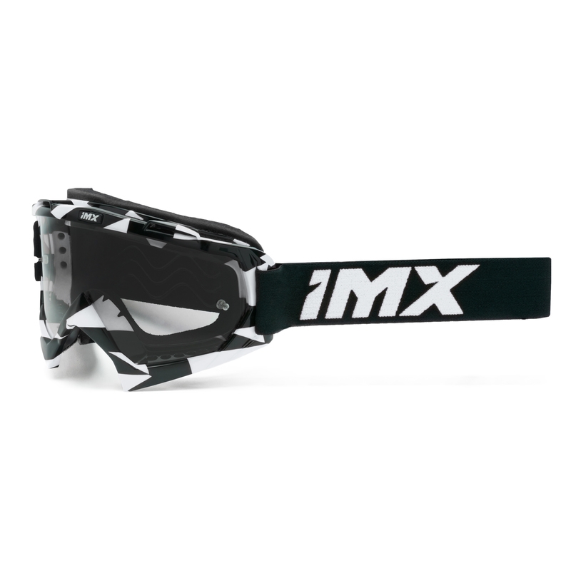 Occhiali da motocross iMX Mud bianco-nero con plexiglass trasparente