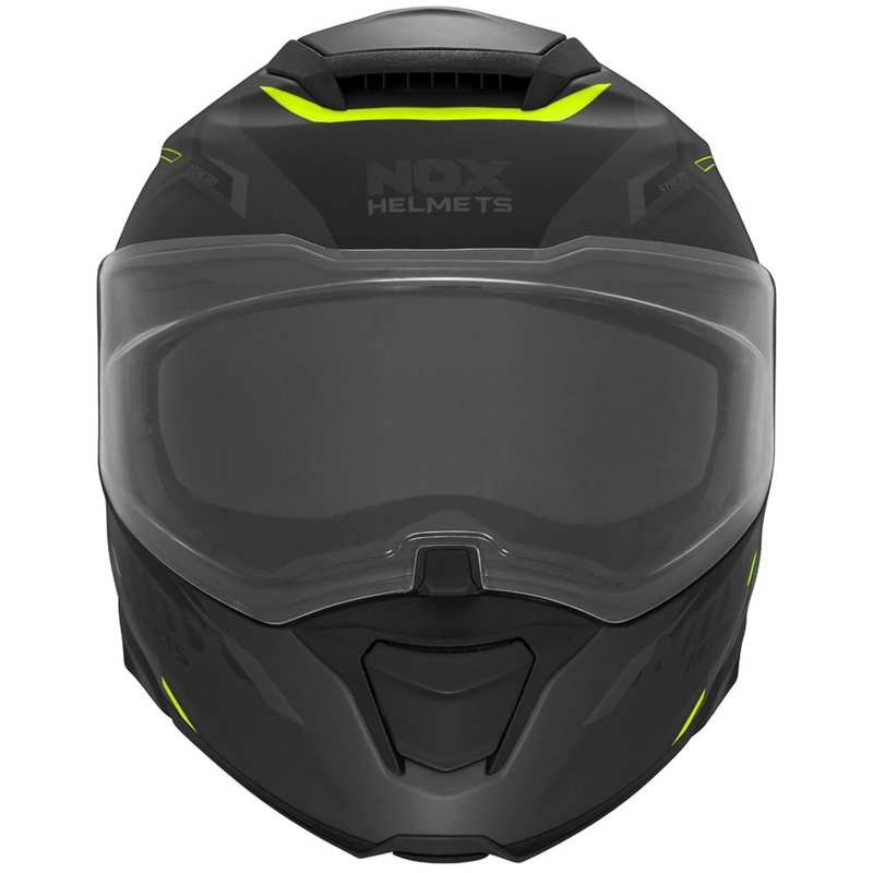 Casco moto apribile NOX N967 Synchro nero opaco-giallo fluo
