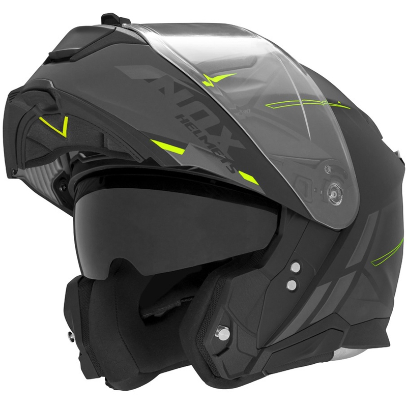 Casco moto apribile NOX N967 Synchro nero opaco-giallo fluo