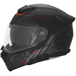 Casco moto flip-up NOX N967 Synchro nero opaco-rosso