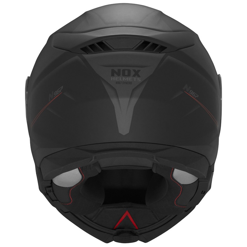Casco da moto flip-up NOX N967 Synchro nero opaco-rosso